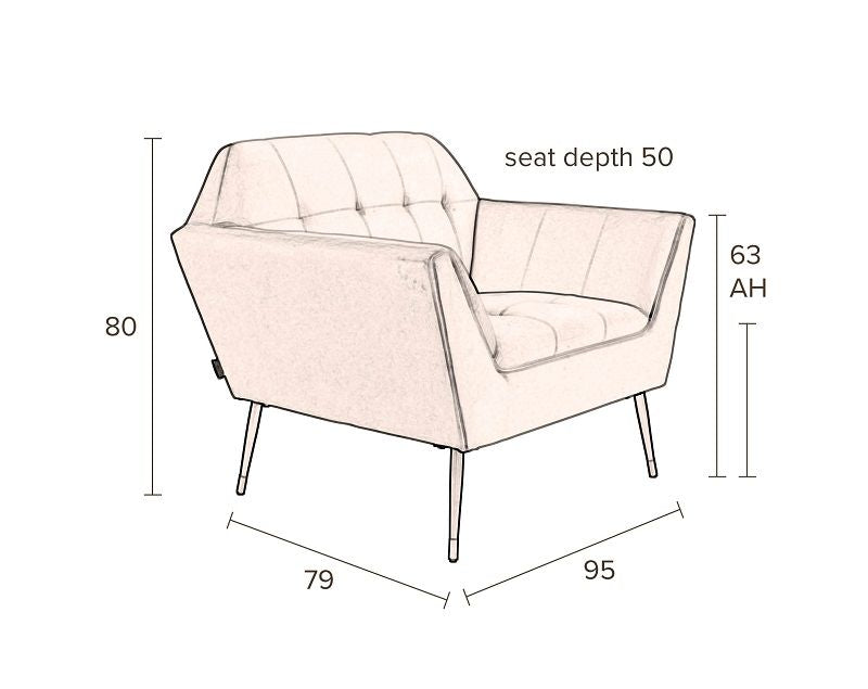 Dutchbone Kate Lounge Chair, Pink clay