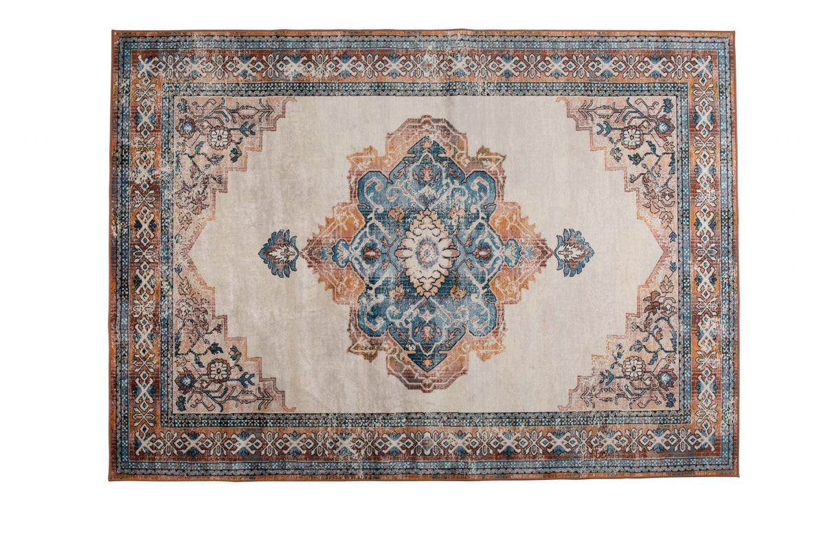 Dutchbone Mahal Blanket - Blue/Brick, 200x300