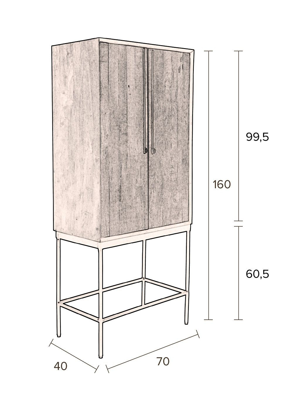 Dutchbone Nairobi Vitrine cabinet H160 Brown/Black