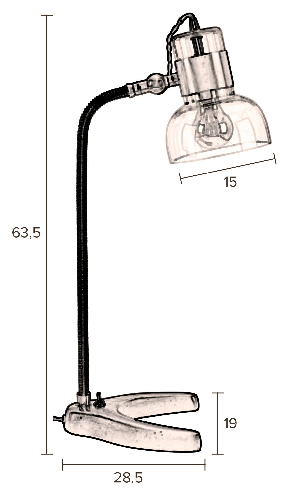 Dutchbone Neville Table Lamp, Clear Glass/Black Metal