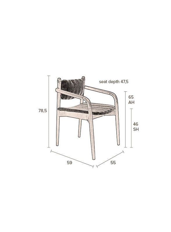 Dutchbone Torrance Dining chair w/armrests, Brown