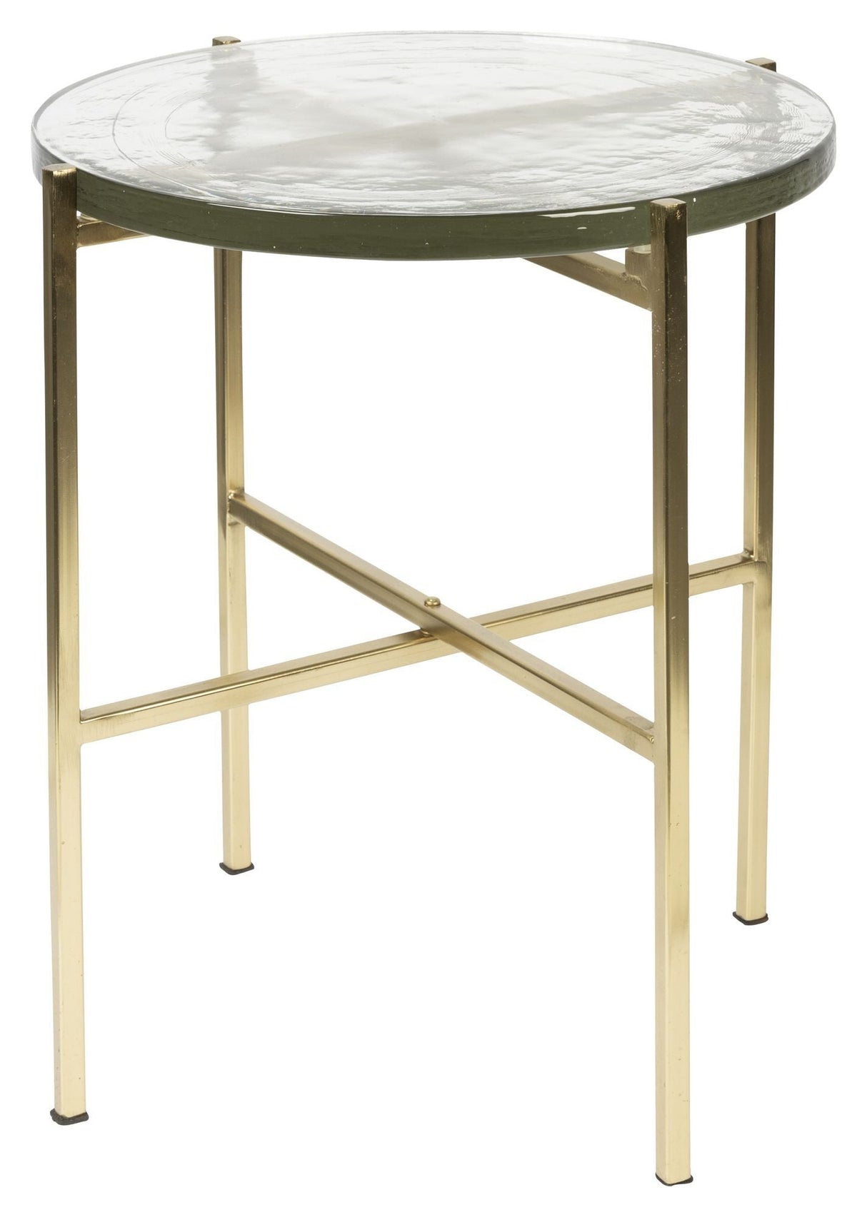 Dutchbone Vidrio Side Table, Brass/Glass, Ø40