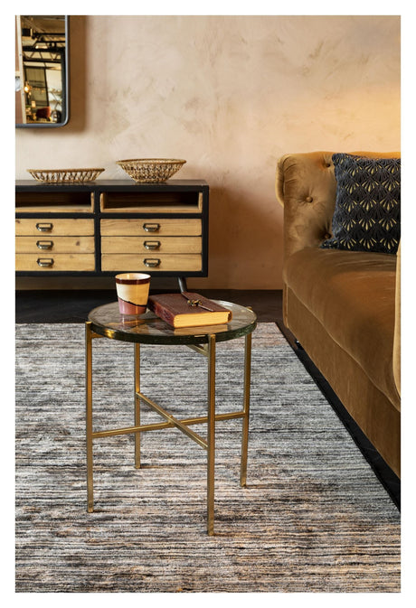 Dutchbone Vidrio Side Table, Brass/Glass, Ø40