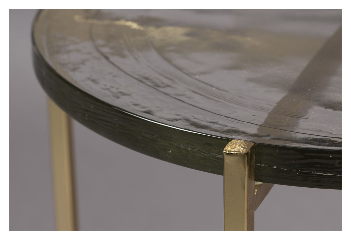 Dutchbone Vidrio Side Table, Brass/Glass, Ø40