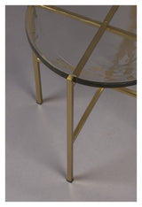 Dutchbone Vidrio Side Table, Brass/Glass, Ø40