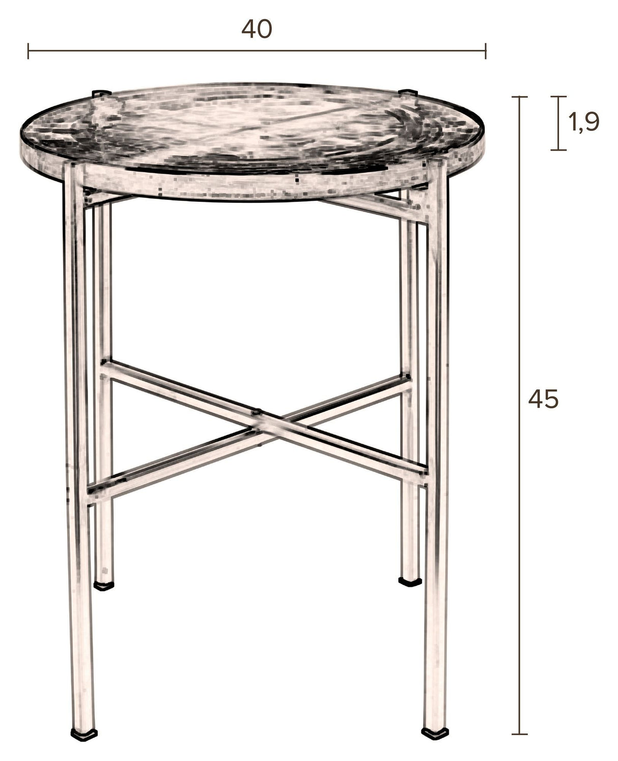 Dutchbone Vidrio Side Table, Brass/Glass, Ø40