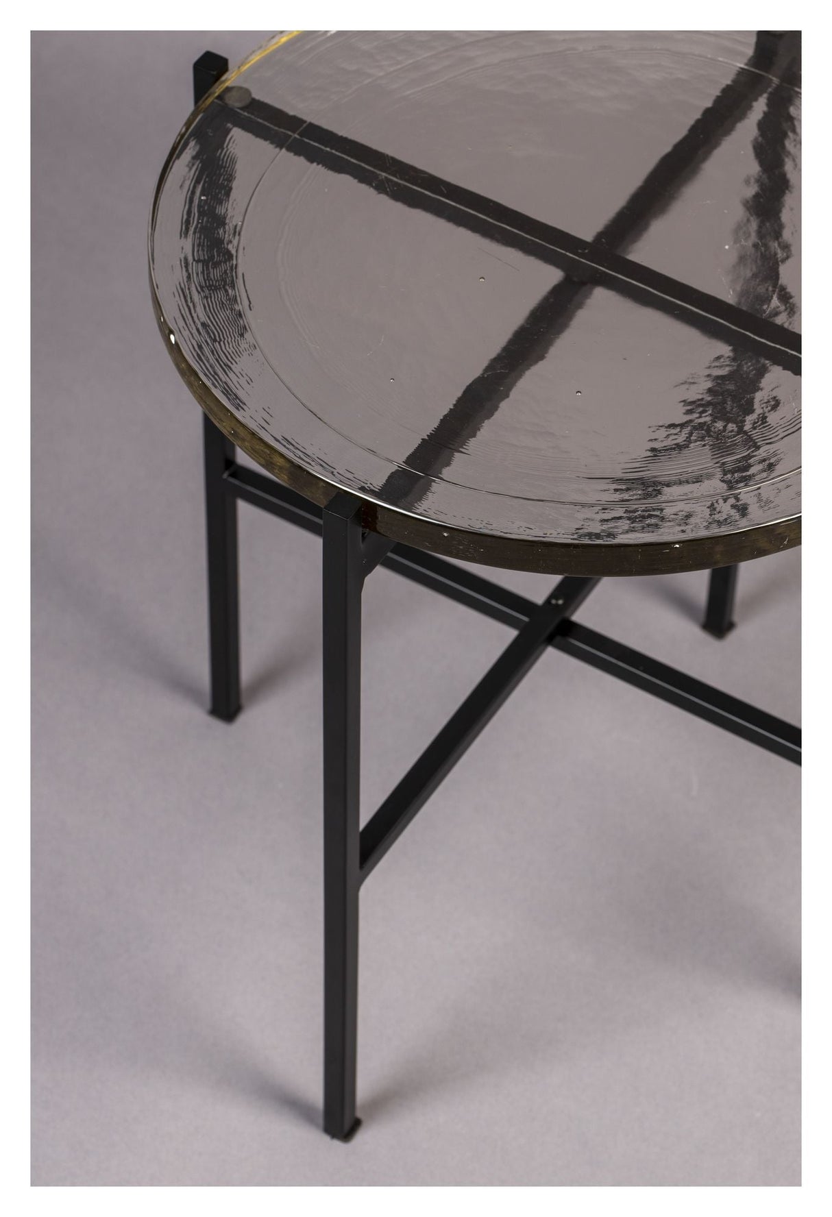 Dutchbone Vidrio Side Table, Black/Glass, Ø40