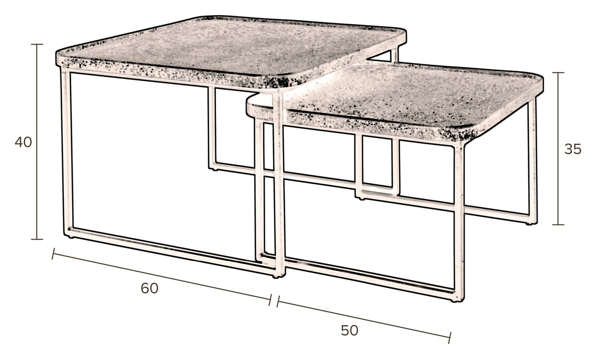 Dutchbone Winston Deposit Table Set w. 2, Matte Black