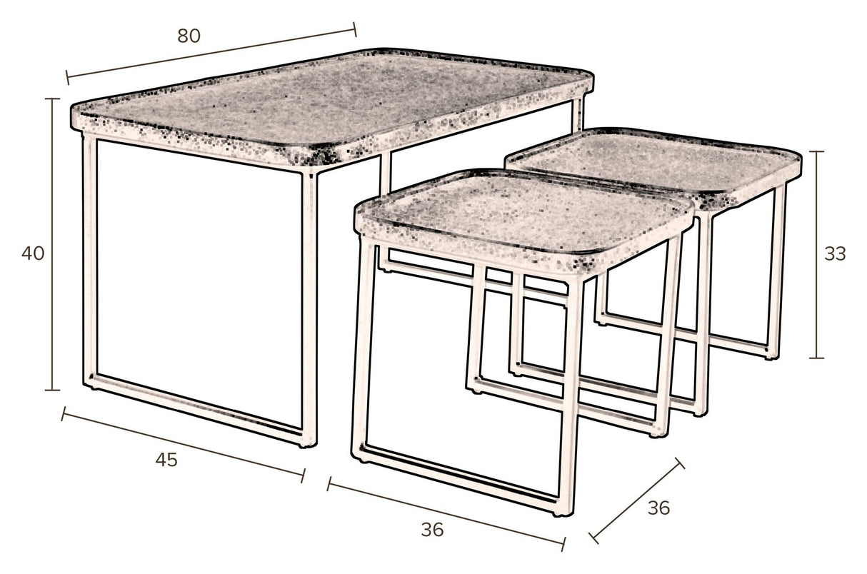 Dutchbone Winston Deposit Table Set w. 3, Matte Black