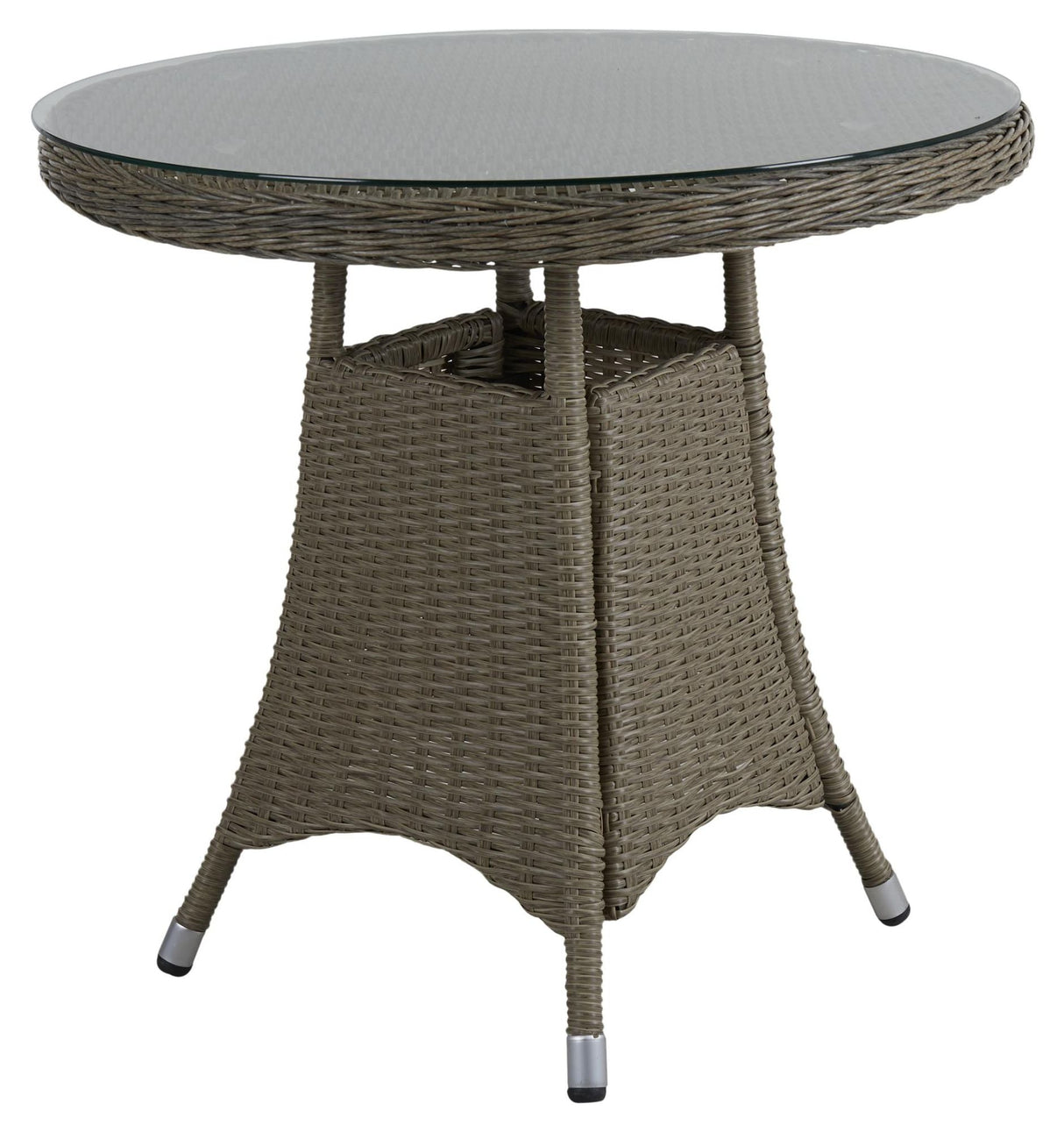 Hornbrook Garden table with glass, Ø80, Beige wicker