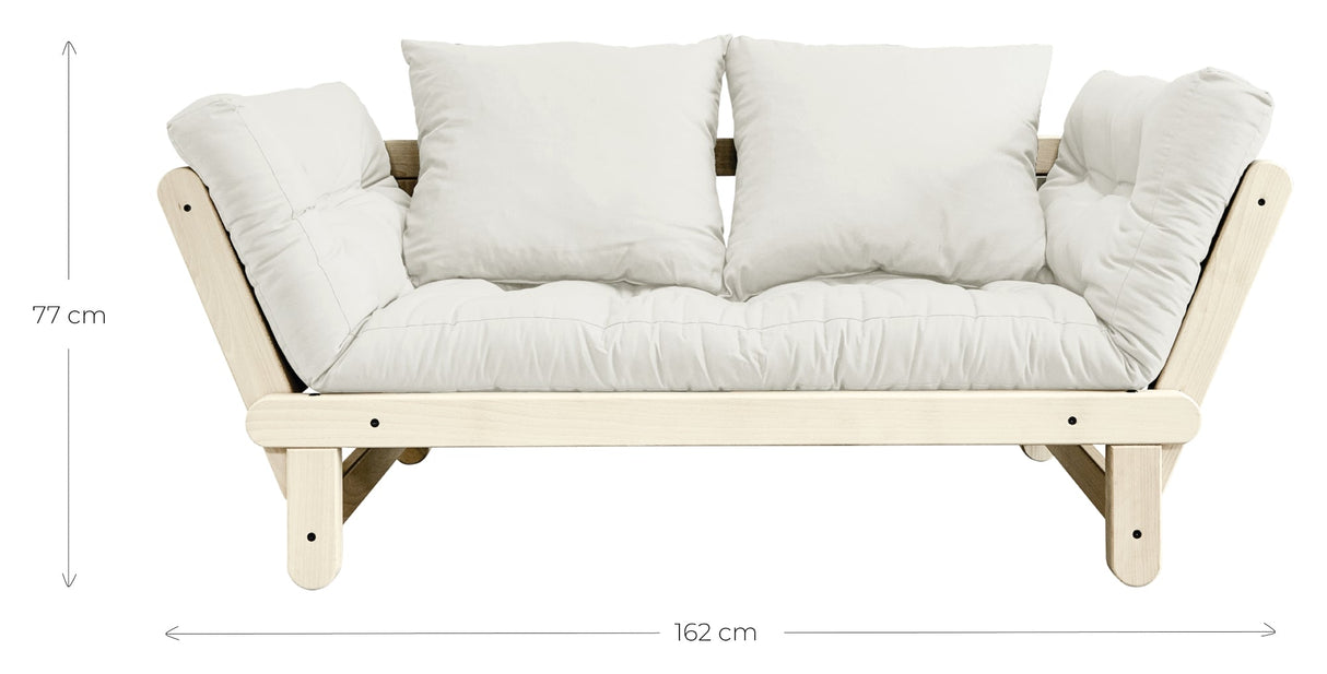 Beat Sofa bed, White lacquered, Pine/Beige