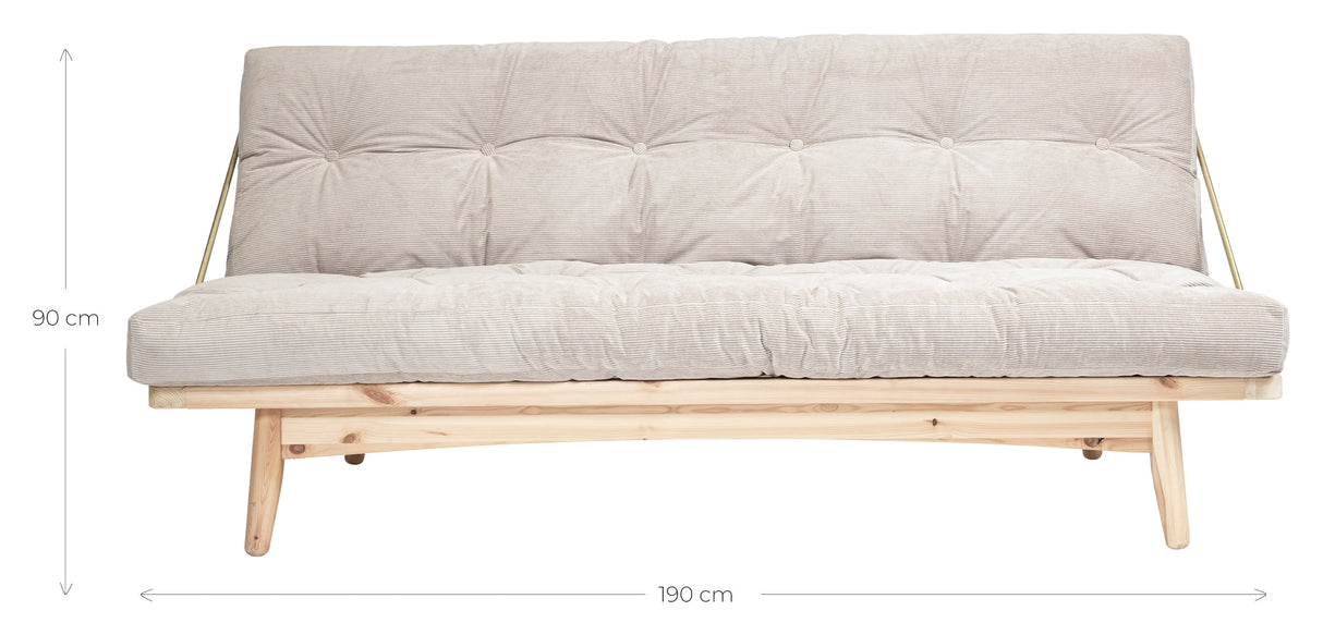 Folk Sofa bed, Pine/Ivory velvet