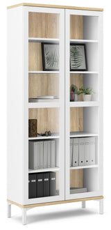 Roomers Vitrine cabinet with 2 doors - White/Oak structure