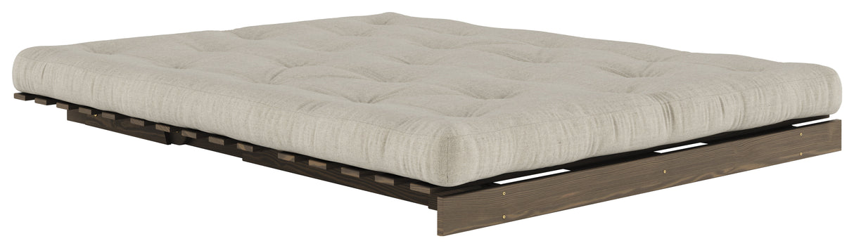 Roots 160 Sofa bed, Brown lacquered pine, Linen