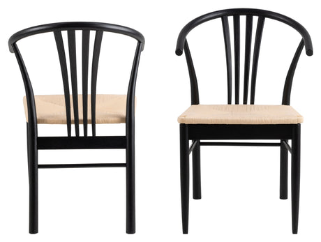 York, dining chair w/armrests - black/rattan