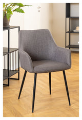 Lizzy, dining chair w/armrests - light gray/brown