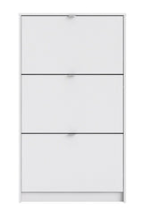 Shoes Shoe Cabinet 3 folding doors with 2 compartments - White