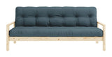 Knob Sofa bed, Lacquered Pine, Petrol Blue