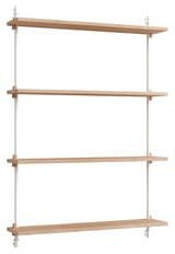 Wall Shelving, 1 bay, 4 shelves, H:115, Oak/White