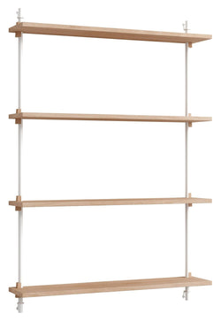 Wall Shelving, 1 bay, 4 shelves, H:115, Oak/White