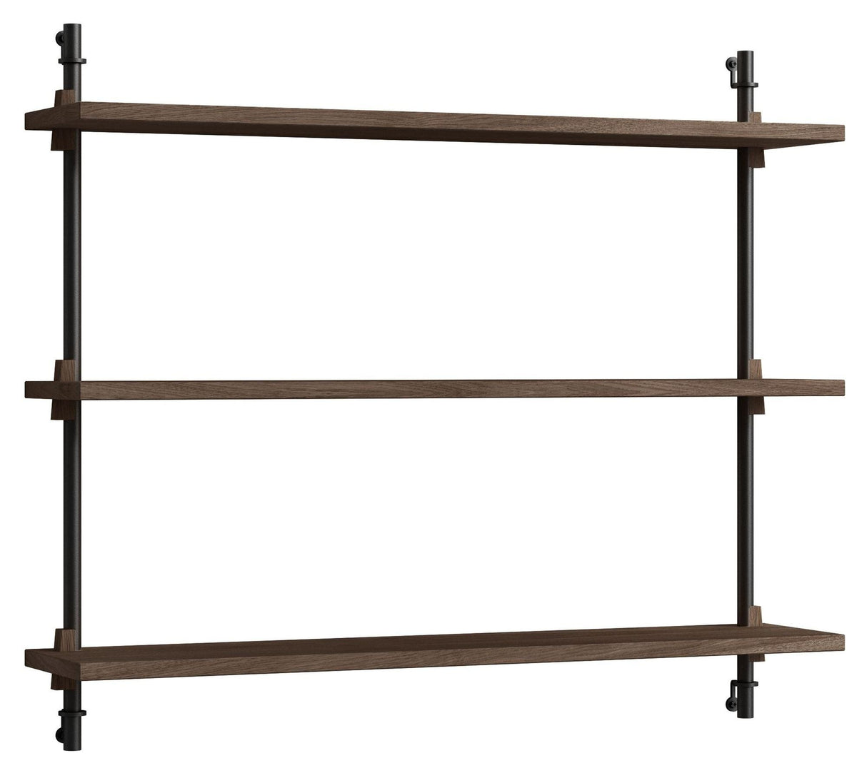 Wall Shelving, 1 bay, 3 shelves, H:65, Smoked Oak/Black