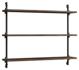 Wall Shelving, 1 bay, 3 shelves, H:65, Smoked Oak/Black