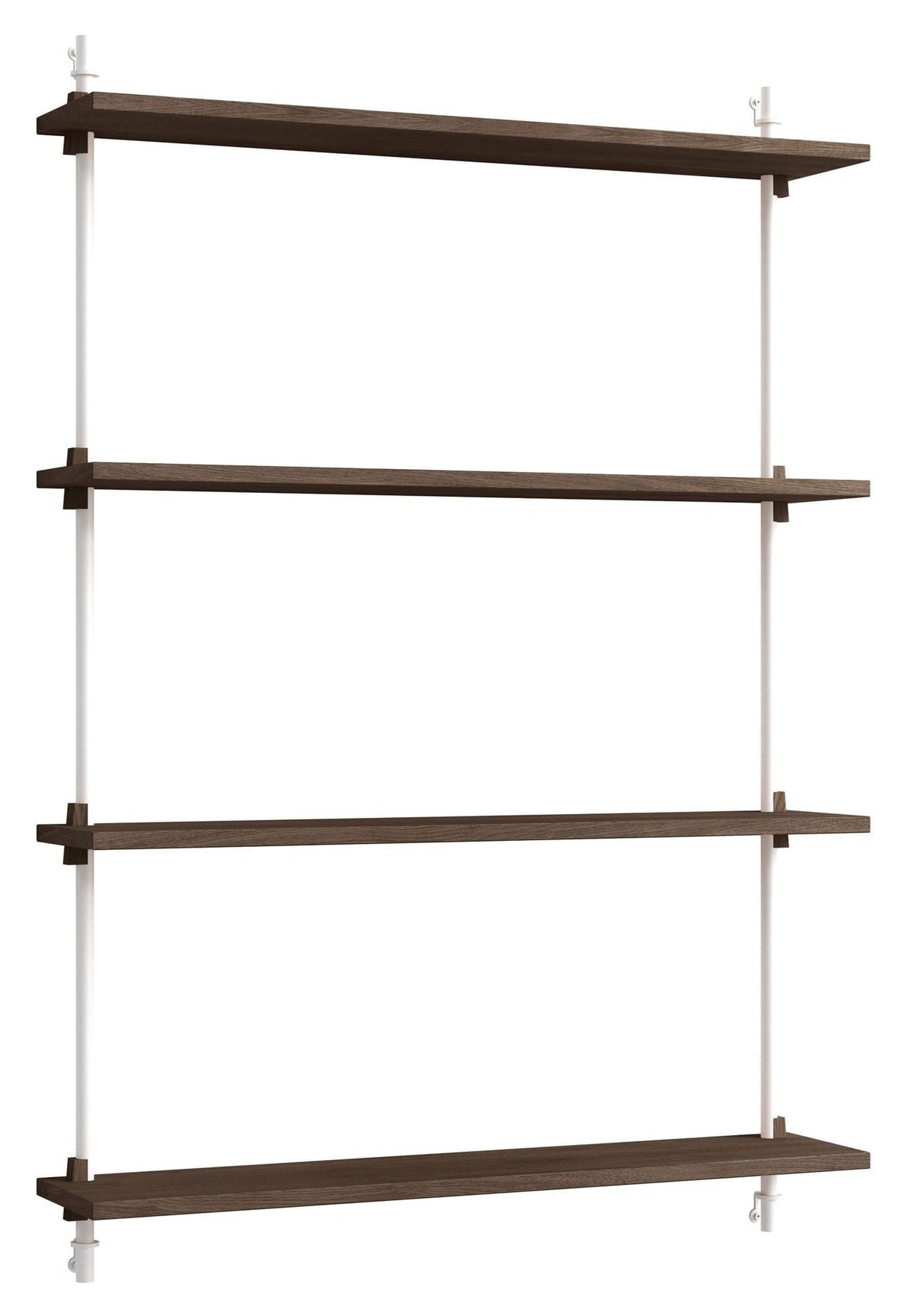 Wall Shelving, 1 bay, 4 shelves, H:115, Smoked Oak/White