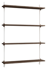 Wall Shelving, 1 bay, 4 shelves, H:115, Smoked Oak/White