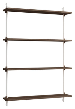 Wall Shelving, 1 bay, 4 shelves, H:115, Smoked Oak/White