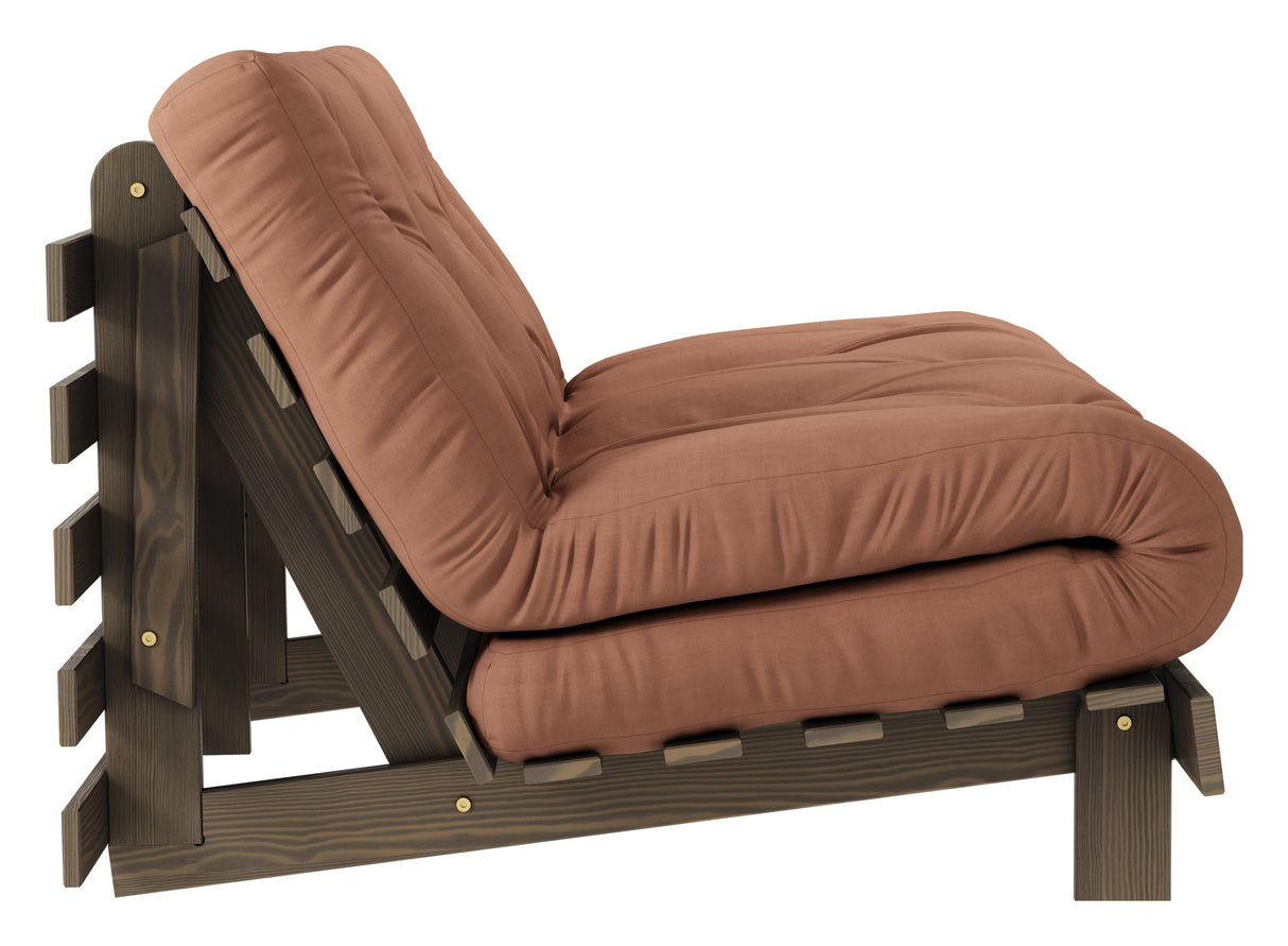 Roots 140 Sofa bed, Brown lacquered pine, Clay Brown