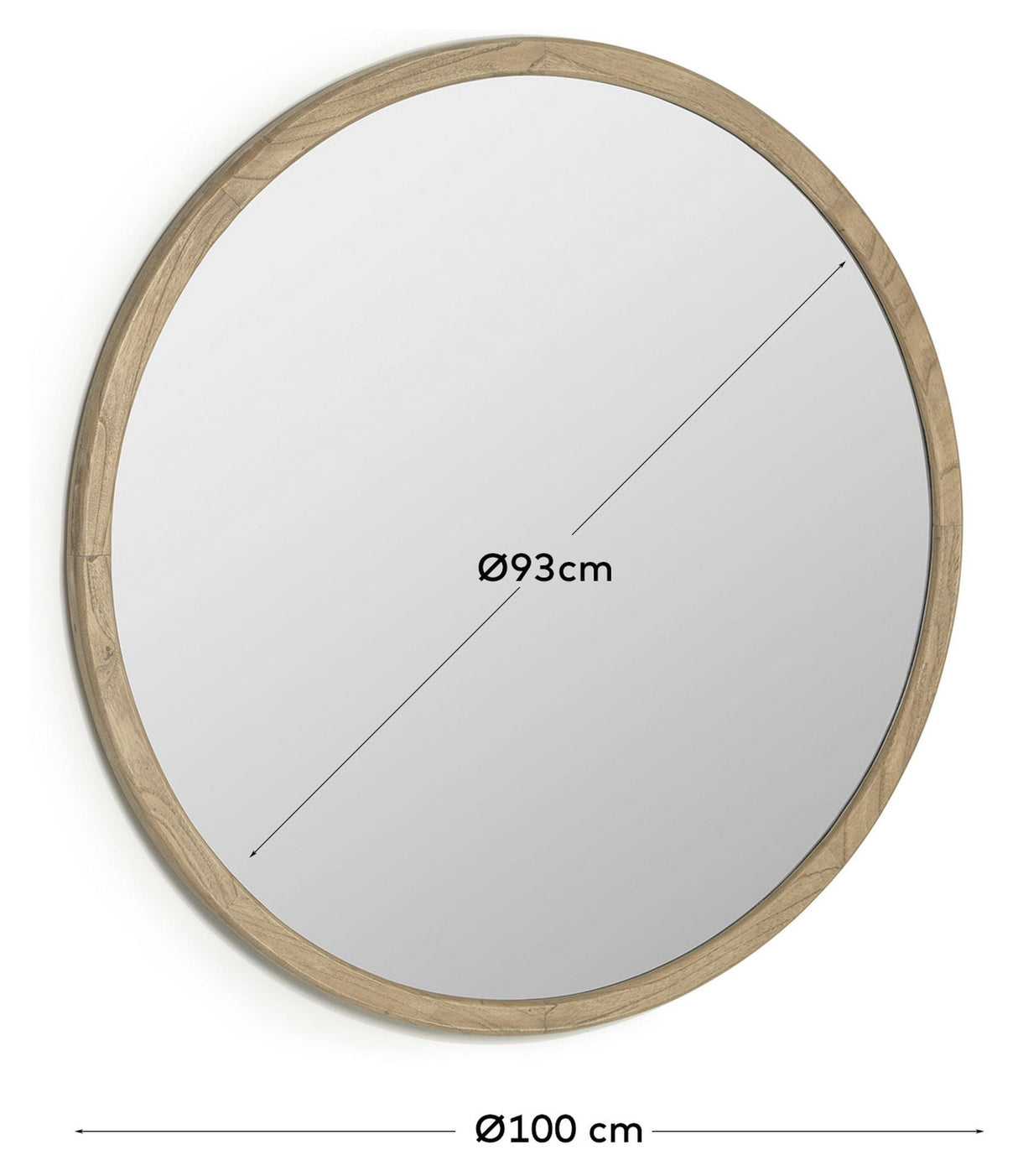 Alum Mirror with wooden frame, Ø100