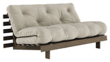 Roots 160 Sofa bed, Brown lacquered pine, Linen