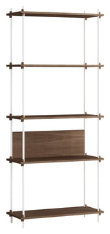 Shelving System, 1 bay, 5 shelves, H:200, Smoked Oak/White