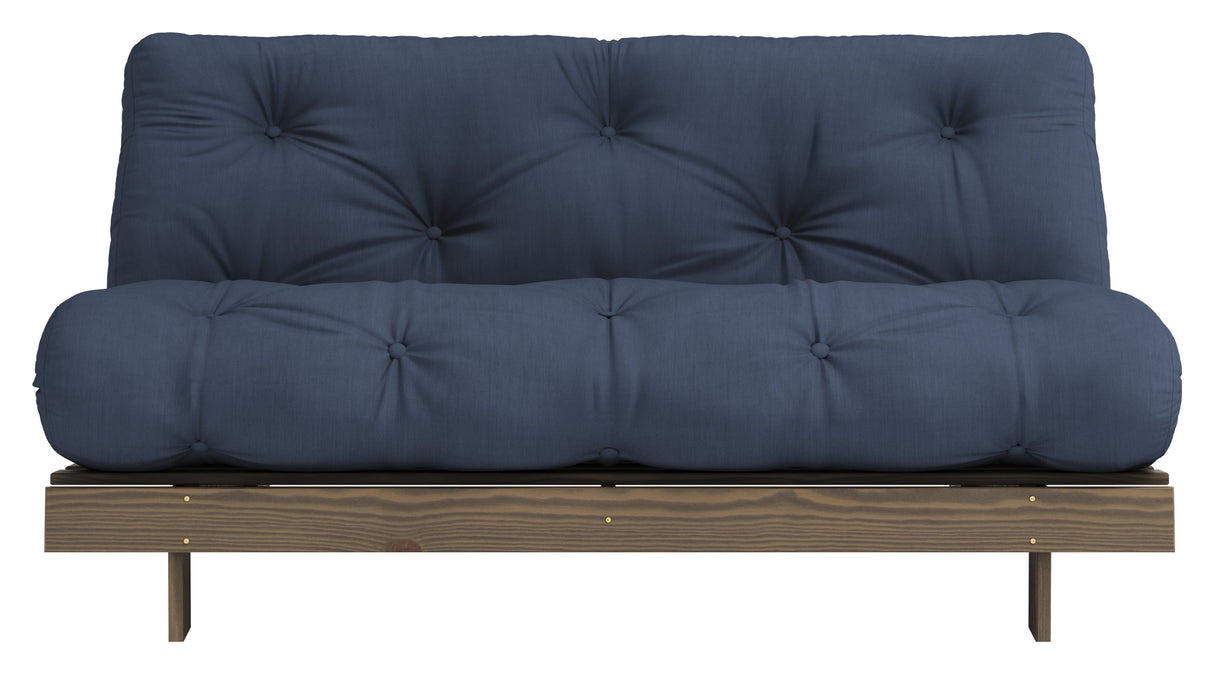 Roots 160 Sofa bed, Brown lacquered pine, Navy