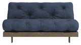 Roots 160 Sofa bed, Brown lacquered pine, Navy