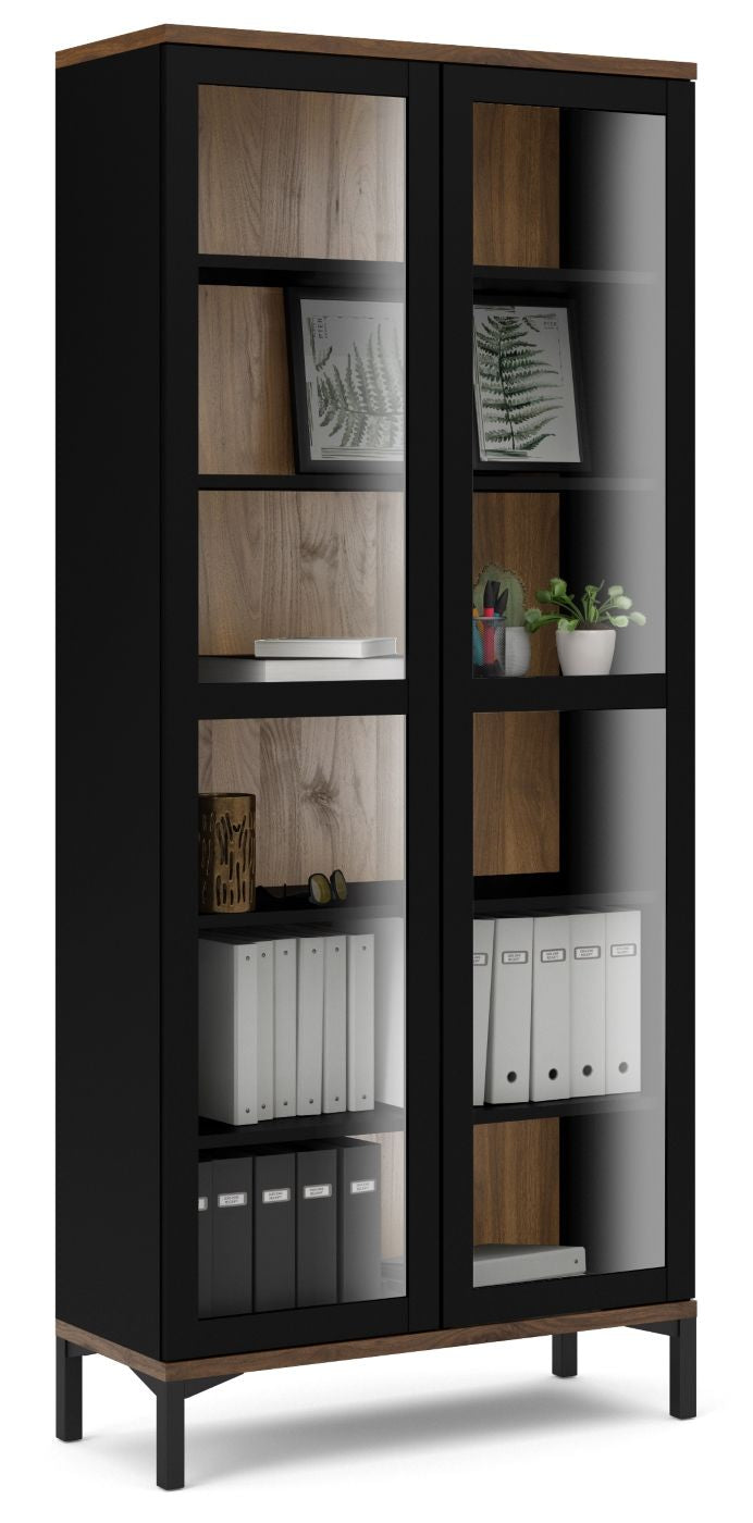 Roomers Vitrineskab w. 2 doors - Black/Walnut