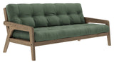 Grab Sofa bed, Brown lacquered pine, Olive Green