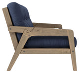 Grab Sofa bed, Brown lacquered pine, Navy