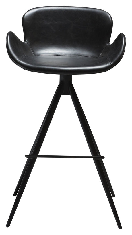 Gaia Bar stool, vintage black leatherwith black legs