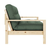 Knob Sofa bed, Lacquered Pine, Olive Green