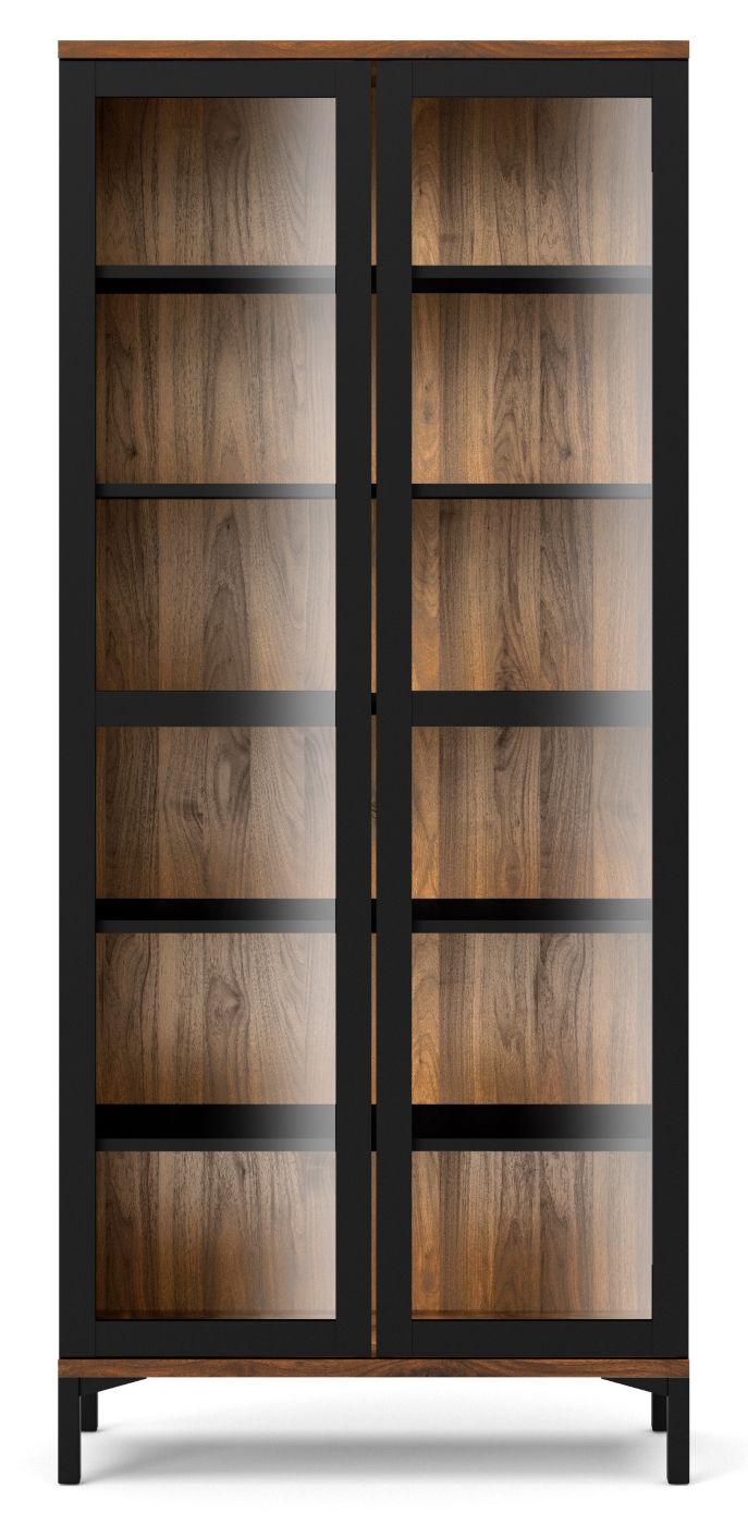 Roomers Vitrineskab w. 2 doors - Black/Walnut