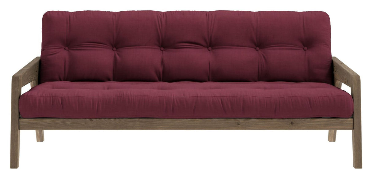 Grab Sofa bed, Brown lacquered pine, Bordeaux