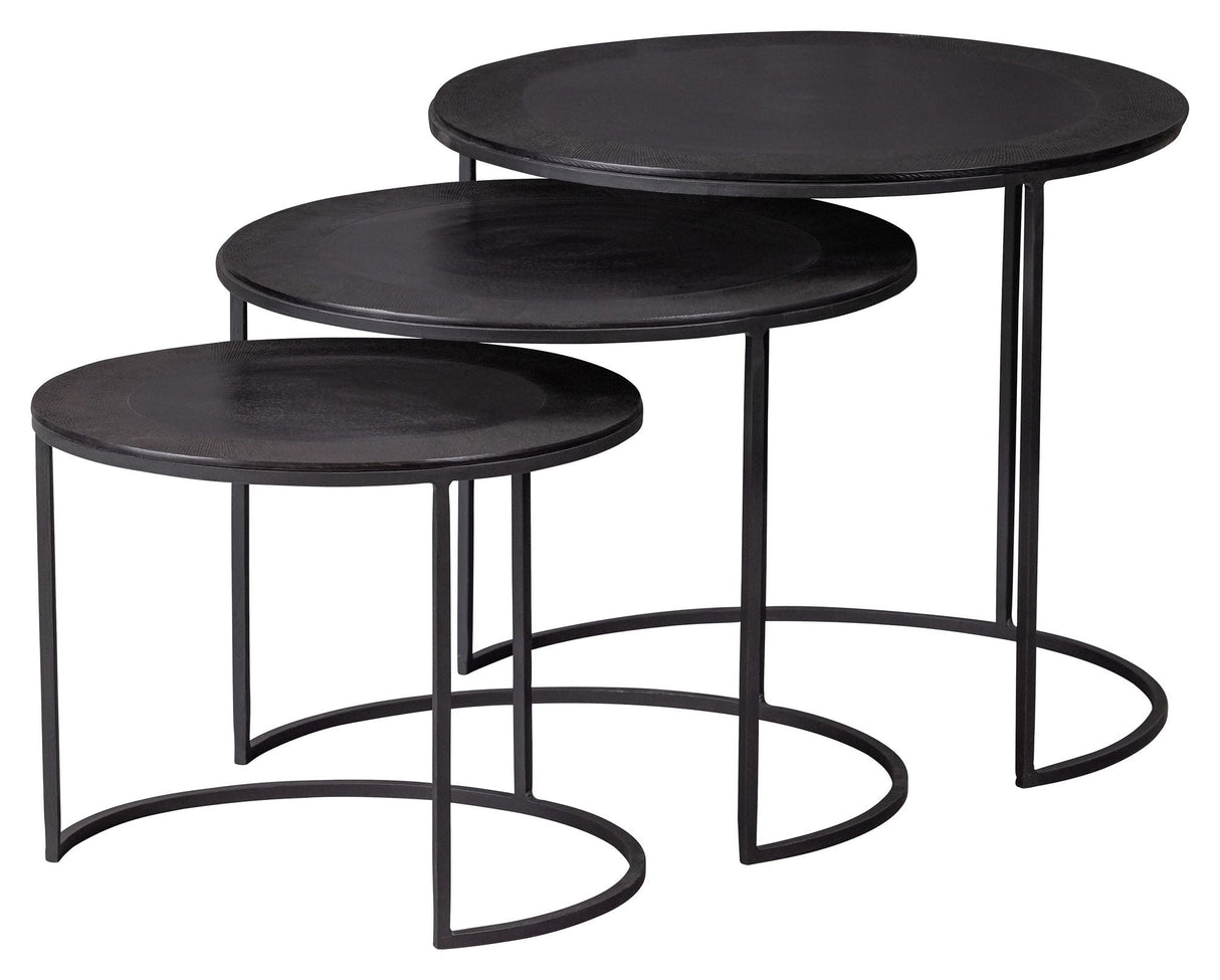 Janna Inset tables, Ø55/48/41, Black/Brown metal