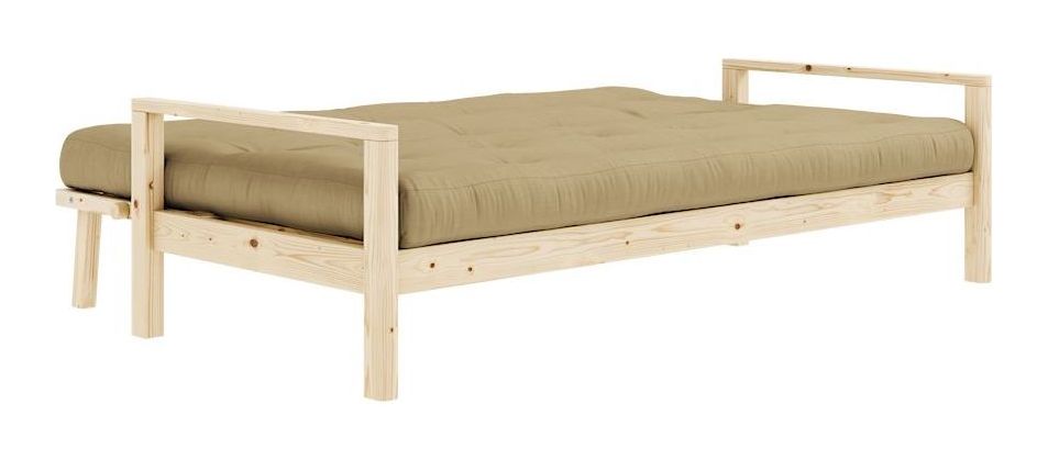 Knob Sofa bed, Lacquered Pine, Wheat Beige