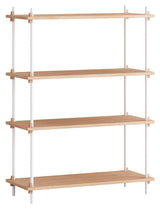 Shelving System, 1 bay, 4 shelves, H:115, Oak/White