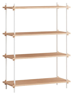 Shelving System, 1 bay, 4 shelves, H:115, Oak/White