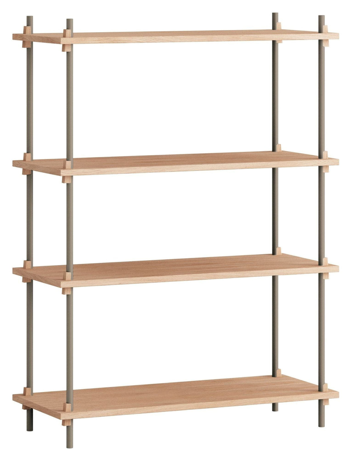 Shelving System, 1 bay, 4 shelves, H:115, Oak/Gray