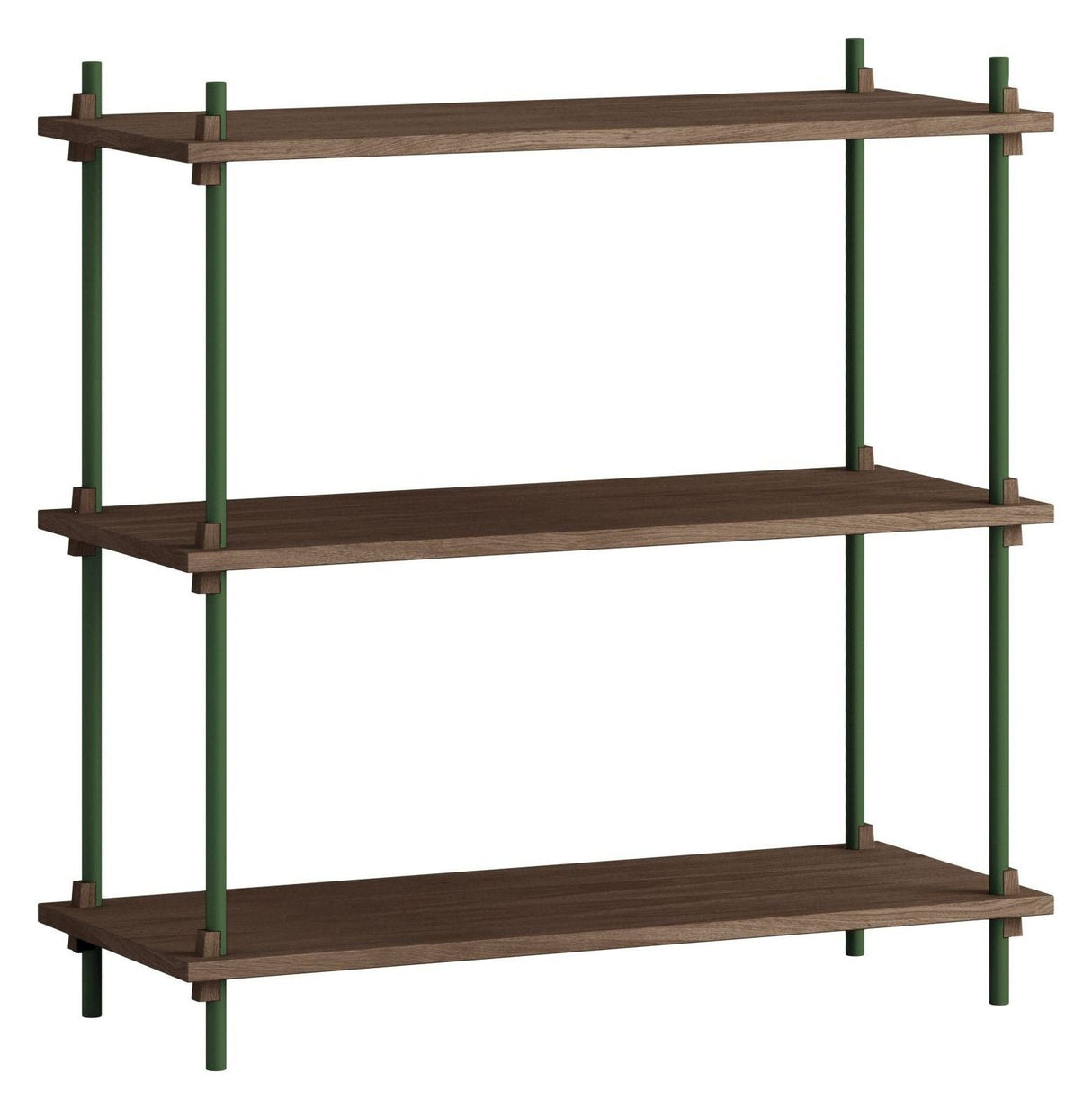 Shelving System, 1 bay, 3 shelves, H:85, Smoked Oak/Green