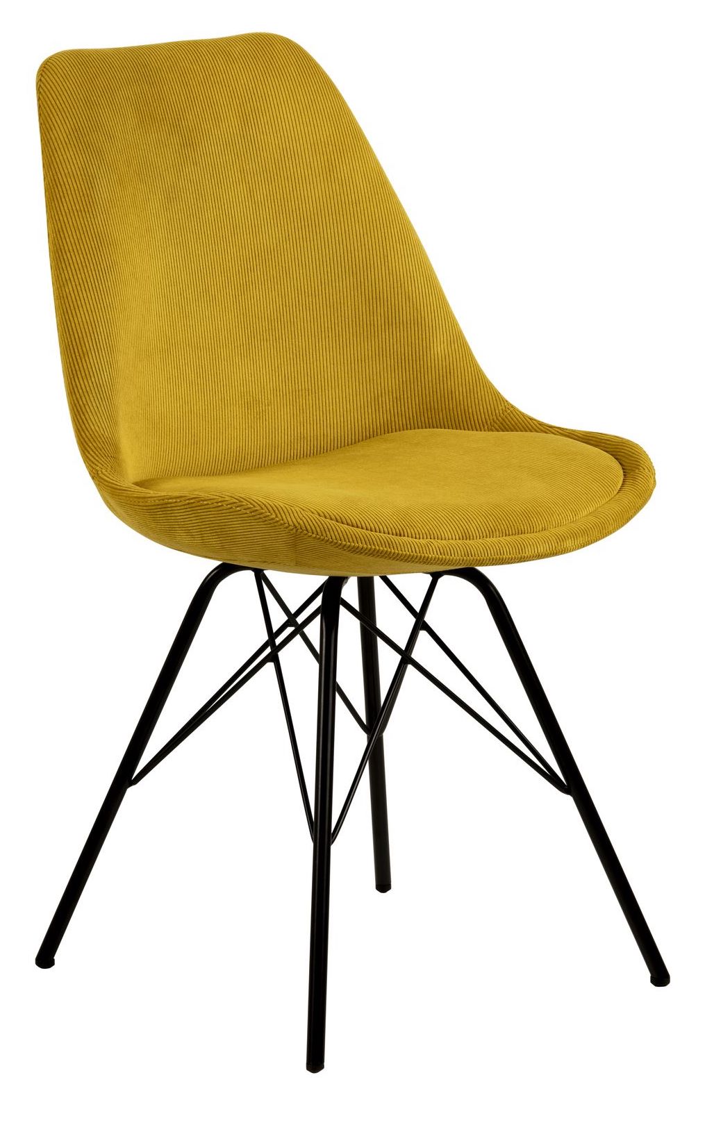 Eris Dining Chair, Yellow Fabric/Black Metal