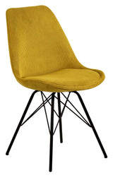 Eris Dining Chair, Yellow Fabric/Black Metal